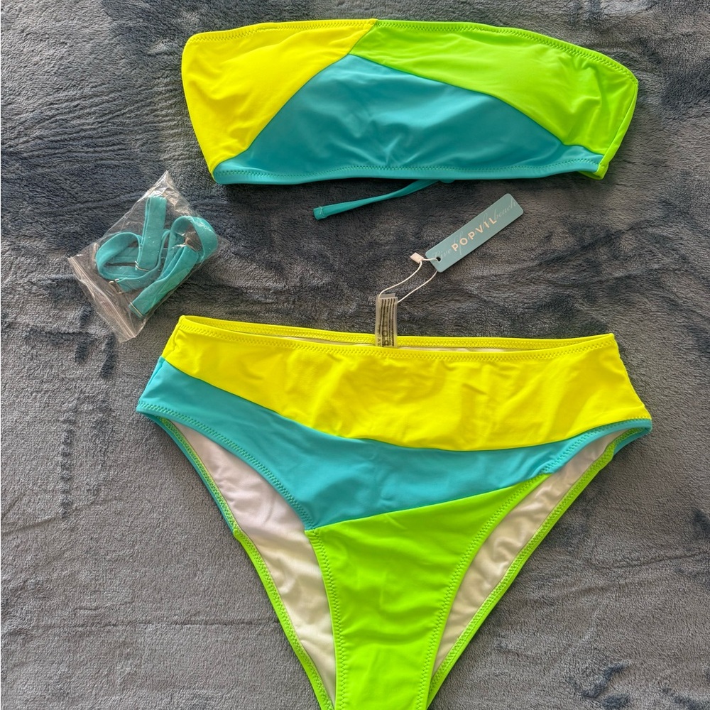Women's Vibrant Bikini Set - Lime and Aqua